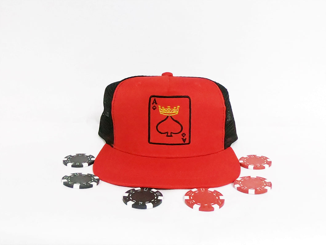 King Ace Red on Black Tucker hat