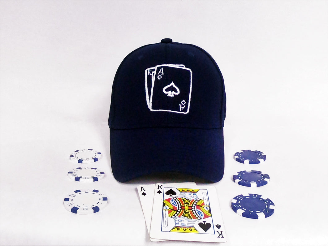 Black Jack White on Navy Hat